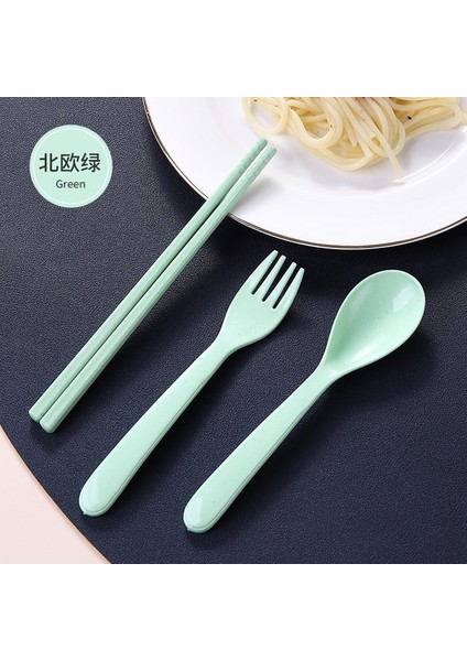 Yeşil Buğday Samanı Üç Parçalı Set Çocuk Sofra Kaşık Çubuklarını Çatal Ev Taşınabilir Çatal Bıçak Kaşık Seti High-End Hediyeler Çatal Bıçak Kaşık Seti (Yurt Dışından) fiyatları