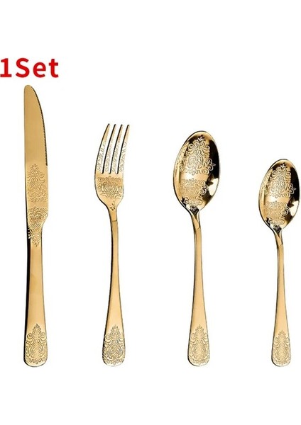 1 Takım 1/2/4 Adet Sofra Takımı Seti Paslanmaz Çelik Sofra Bıçak Seti Çatal Kaşık Lüks Yemek Takımı Seti Mutfak Sofra Takımı Bulaşık Makinesi Güvenli (Yurt Dışından)