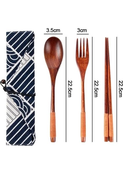 Set L Ahşap Çatal Bıçak Kaşık Seti Kaşık Çatal Kesici Yeniden Kullanılabilir Ahşap Bambu Sofra Takımı Çanta ile Taşınabilir Yemek Takımı Sofra Öğrenci Öğle Yemeği Malzemeleri (Yurt Dışından)