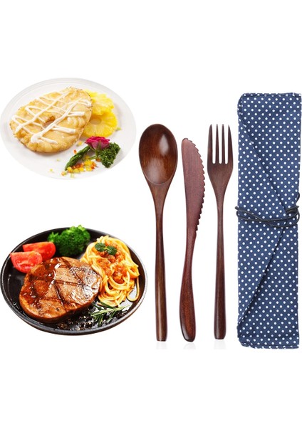 Set L Ahşap Çatal Bıçak Kaşık Seti Kaşık Çatal Kesici Yeniden Kullanılabilir Ahşap Bambu Sofra Takımı Çanta ile Taşınabilir Yemek Takımı Sofra Öğrenci Öğle Yemeği Malzemeleri (Yurt Dışından) indirimleri