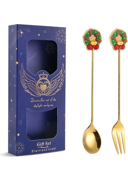 25 Noel Kaşık Seti Noel Elk Bisküvi Adam Noel Ağacı Noel Baba Tatlı Kutusu ile Karıştırma Kaşığı Paslanmaz Çelik Sofra (Yurt Dışından)