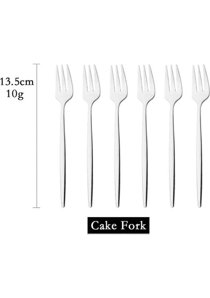 Gümüş 6 Adet Gökkuşağı Çay Çatal Seti Paslanmaz Çelik Küçük Meyve Çatalı Seti Tatlı Çatalı Kek Aperatif Salata Çatalı Yemek Takımı Çatal Seti (Yurt Dışından)