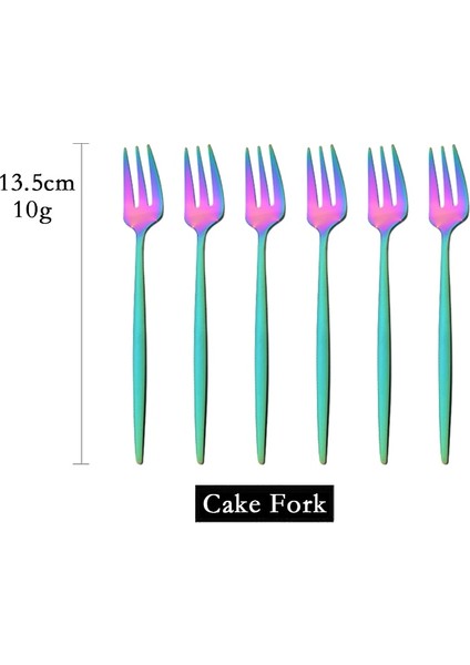 Gümüş 6 Adet Gökkuşağı Çay Çatal Seti Paslanmaz Çelik Küçük Meyve Çatalı Seti Tatlı Çatalı Kek Aperatif Salata Çatalı Yemek Takımı Çatal Seti (Yurt Dışından) fiyatları