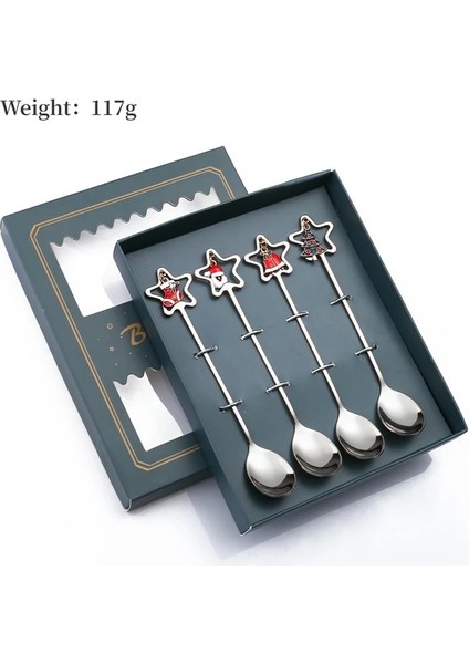 4PCS-SILVE-F02 4pcs/2pcs Noel Hediyesi Çatal Kaşık Çatal Seti Elk Noel Ağacı Dekorasyon Tatlı Kaşığı Meyve Çatalı Kahve Kaşığı Çatal Hediye (Yurt Dışından)