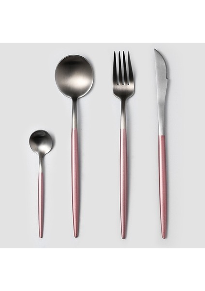 Pembe Gümüş Siyah Altın Çatal Seti Biftek Bıçağı Çatal Kahve Kaşığı Çay Kaşığı Tatlı Bıçağı Buz Kaşığı Çubuklarını Paslanmaz Çelik Yemek Takımı Seti (Yurt Dışından)
