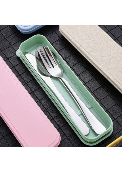 Pink5 3 Adet/takım Taşınabilir Paslanmaz Çelik Çatal Bıçak Takımı ile Depolama Chopstick Sofra Çatal Seti Seyahat Kamp Bıçağı Çatal Bıçak Takımı Kutusu Kaşık (Yurt Dışından)