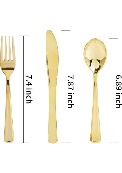50 Altın Çatal 75 Parça Altın Plastik Gümüş - Parti Sofra Takımı Seti - Ağır Plastik Çatal - 25 Çatal, 25 Kaşık, 25 Bıçak Içerir (Yurt Dışından) modelleri