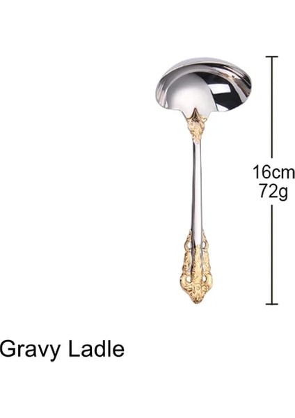 1 Adet Sos Kepçesi 1 Parça Lüks Altın Kaplama Çatal Bıçak Kaşık Seti Vintage Batı Paslanmaz Çelik Sofra Düğün Gravür Yemek Takımı Bıçak Çatal Kaşık (Yurt Dışından)