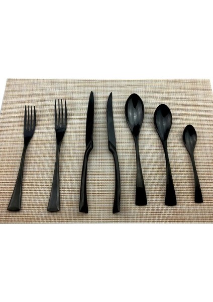 Şeker Kaşığı Jankng 1 Parça Siyah Çatal Bıçak Kaşık Seti 18/10 Paslanmaz Çelik Batı Gümüş Gıda Sofra Setleri Çatal Biftek Tereyağı Bıçağı Yemek Takımı (Yurt Dışından)