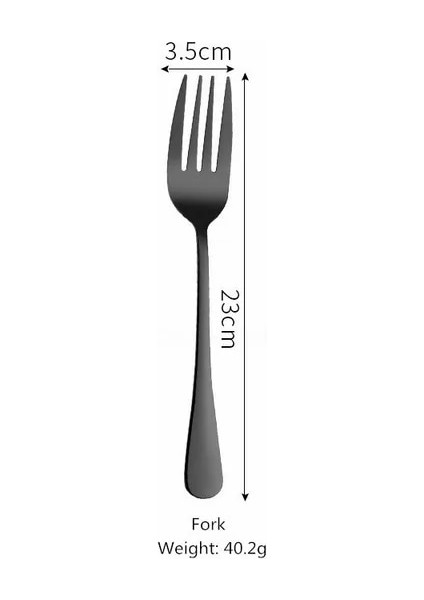 LF1HSVEGETABLEFORK Siyah Paslanmaz Çelik Çatal Bıçak Kaşık Seti Siyah Mutfak Sofra Seti Yemek Kaşık Çatal Yemek Takımı Sofra Ev Sofra Takımı Ayna (Yurt Dışından)