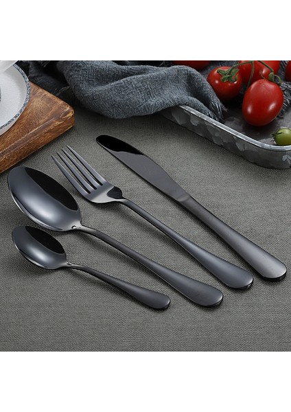 LF1HSVEGETABLEFORK Siyah Paslanmaz Çelik Çatal Bıçak Kaşık Seti Siyah Mutfak Sofra Seti Yemek Kaşık Çatal Yemek Takımı Sofra Ev Sofra Takımı Ayna (Yurt Dışından)