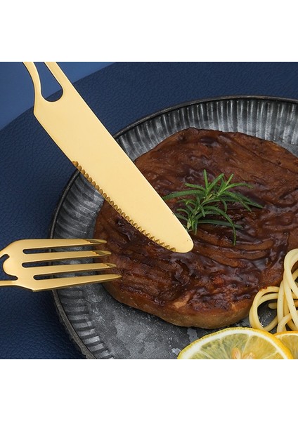 Altın Yeşil 4 Adet Içi Boş Saplı Paslanmaz Çelik Yemek Takımı Seti Batı Kaşık Tatlı Çatalı Biftek Bıçağı Çatal Bıçak Kaşık Seti Sofra Mutfak Eşyası (Yurt Dışından) fırsatları