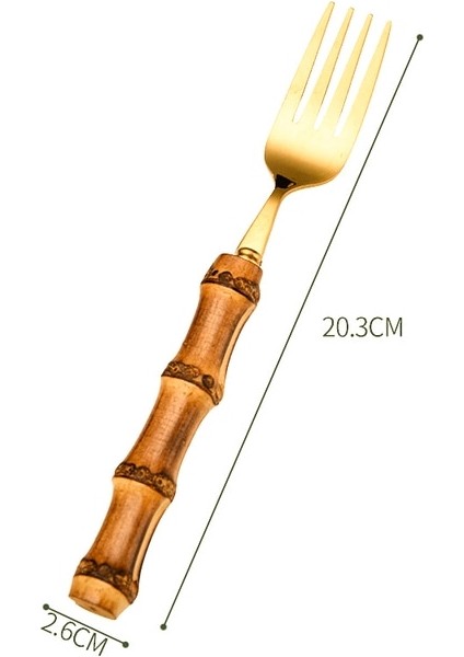 Çatal Bambu Çatal Bıçak Takımı Paslanmaz Çelik Yemek Takımı Setleri Altın Ahşap Sofra Batı Yemek Bıçağı Çatal Çay Kaşığı Cutleries (Yurt Dışından)