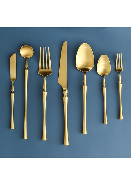 S Yemek Bıçağı Mat Altın Gümüş 18/10 Paslanmaz Çelik Lüks Çatal Bıçak Takımı Sofra Bıçak Kahve Kaşığı Çatal Çubuklarını Sofra Takımı Seti Bulaşık Makinesinde Yıkanabilir (Yurt Dışından)