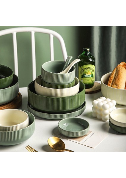 Bir Kaşık Ev Kişilik Yaratıcı Pirinç Kasesi ve Tabak Seti Basit Seramik Sofra Saf Renk Şehriye Çorbası Kaseleri Ana Yemek Tabakları (Yurt Dışından) modelleri