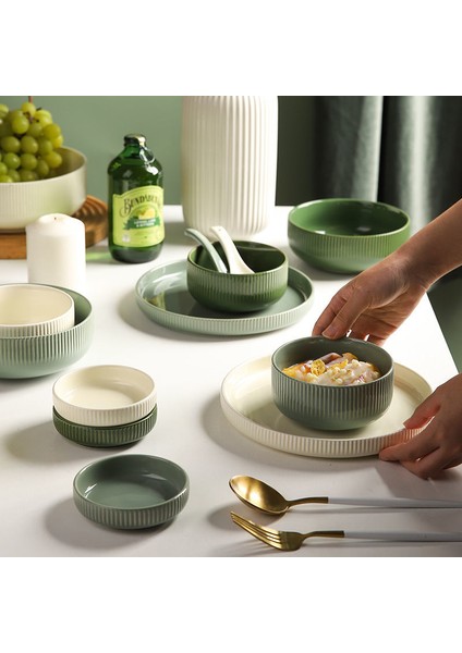 Bir Kaşık Ev Kişilik Yaratıcı Pirinç Kasesi ve Tabak Seti Basit Seramik Sofra Saf Renk Şehriye Çorbası Kaseleri Ana Yemek Tabakları (Yurt Dışından) fırsatları