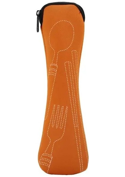 Turuncu Taşınabilir Sofra Çantası Çatal Bıçak Takımı Yemek Takımı Seyahat Ambalaj Saklama Kutusu Yemek Takımı Piknik Çatal Kaşık Çantası Yemek Takımı Olmadan (Yurt Dışından)