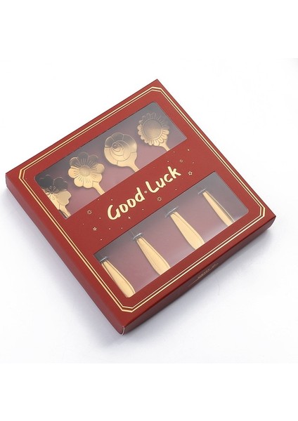 4PCS-E01 4pcs Altın Çatal Seti Donuts Şeker Kaşık Çatal Çay Kaşığı Meyve Çatal Süt Kahve Karıştırma Kaşık Tatlı Kek Araçları Çatal Hediye (Yurt Dışından)