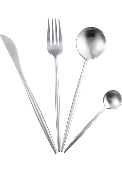 Gümüş Beyaz Altın Yemek Takımı Biftek Bıçağı Çatal Kahve Kaşığı Tereyağı Bıçakları Chopstick Tatlı Bıçağı Buz Kaşığı Paslanmaz Çelik Çatal Seti (Yurt Dışından)