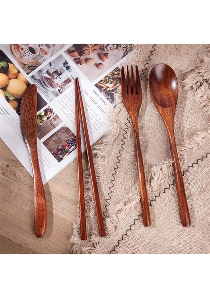 22.5 cm No Line Bıçak Tahta Kaşık Çatal Bıçak Çubuklarını Set Yaratıcı Japon Sofra Seti Düz Renk Gıda Sınıfı Güvenlik Çevre Koruma (Yurt Dışından)
