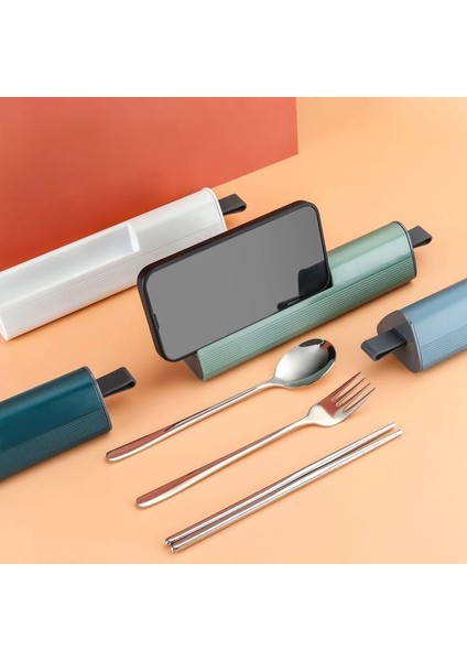 3 Adet Yeşil 304 Paslanmaz Çelik Kaşık Çatal Çubuklarını Çatal Bıçak Kaşık Seti Taşınabilir Yemek Takımı Seti Öğle Yemeği Sofra Kutusu ile Seyahat Kitchenaccessories (Yurt Dışından)