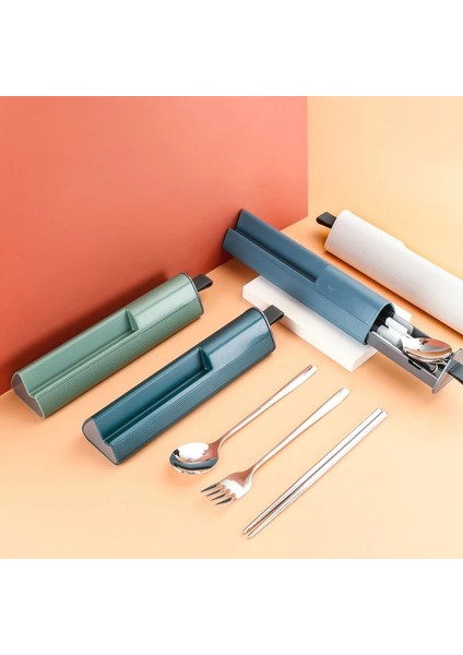 3 Adet Yeşil 304 Paslanmaz Çelik Kaşık Çatal Çubuklarını Çatal Bıçak Kaşık Seti Taşınabilir Yemek Takımı Seti Öğle Yemeği Sofra Kutusu ile Seyahat Kitchenaccessories (Yurt Dışından)