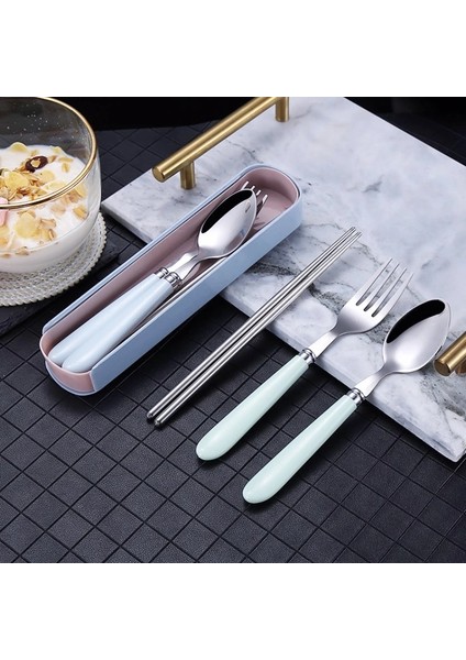 Pink-4pcs 410 Paslanmaz Çelik Çubuklarını Sofra Taşınabilir Çatal Kaşık Öğrenci Ofis Çalışanı Üç Parçalı Sevimli Saklama Kutusu Çatal Bıçak Kaşık Seti (Yurt Dışından) fiyatları