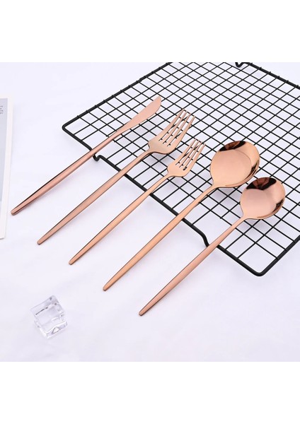 1 Adet Çay Kaşığı Gül Altın Ayna Çatal Bıçak Kaşık Seti Meyve Çatalı Kaşık Tatlı Bıçakları Düğün Yemek Takımı Paslanmaz Çelik Sofra Takımı Yemek Sofra Seti (Yurt Dışından) modelleri