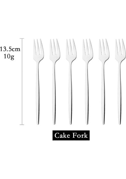 Gümüş 6 Adet Yemek Takımı Seti Beyaz Altın Kek Meyve Çatal Çatal Bıçak Kaşık Seti Paslanmaz Çelik Sofra Takımı Ayna Ev Aperatif Salata Çatalı Sofra Seti (Yurt Dışından)