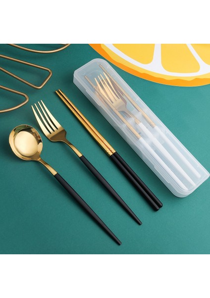 Silver-B 3 Adet Kaşık Çatal Çubuklarını Saklama Kutusu ile Set Paslanmaz Çelik Kahve Aperatifler Meyve Tatlı Çatal Kaşık Mutfak Çay Kaşığı Seti (Yurt Dışından)
