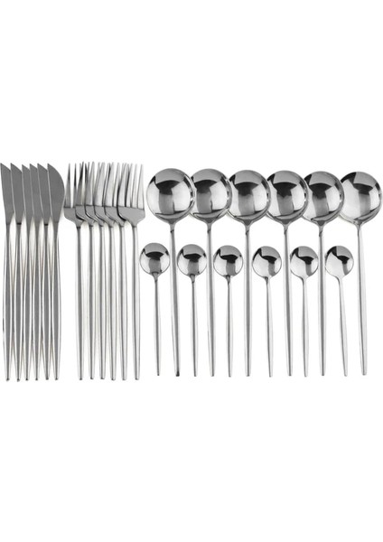 Gümüş 24 Adet Siyah Altın Yemek Takımı Seti Paslanmaz Çelik Çatal Bıçak Kaşık Seti Mutfak Çatal Bıçak Kaşık Sofra Seti Sofra Takımı Seti Gümüş Set (Yurt Dışından)
