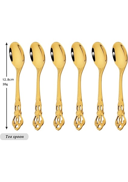 Çay Kaşığı 6 Adet Drmfiy Royal 6/24 Adet Çatal Bıçak Kaşık Seti Paslanmaz Çelik Batı Yemek Takımı Sofra Seti Bıçaklar Çatal Kahve Çay Kaşığı Gümüş Set (Yurt Dışından)