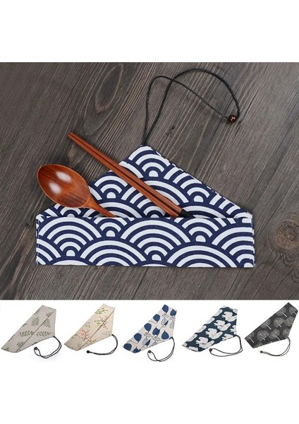 14 Taşınabilir Sofra Çantası Japon Baskı Yeniden Kullanılabilir Içecek Saman Chopstick Çatal Bıçak Takımı Kese Ipli Çanta Çatal Çanta Kaşık Çatal (Yurt Dışından) fiyatları