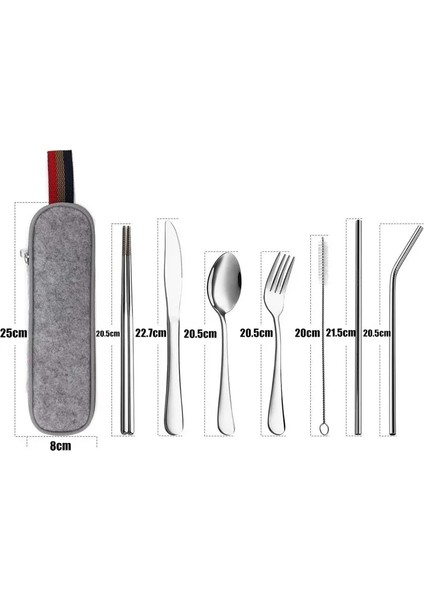 Gökkuşağı 8 Adet/takım Sofra Yeniden Kullanılabilir Seyahat Çatal Bıçak Kaşık Seti Kamp Eşyaları Seti Paslanmaz Çelik Kaşık Çatal Çubuklarını Saman Taşınabilir Kılıf (Yurt Dışından) modelleri