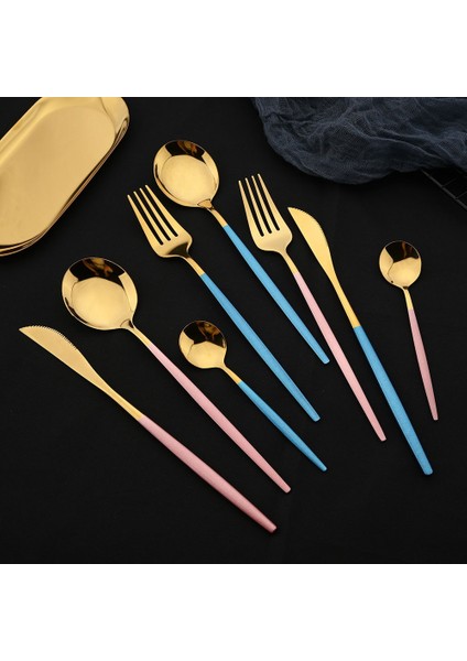 Siyah Altın 16 Adet Pembe Altın Yemek Takımı Sofra Seti Ayna Paslanmaz Çelik Çatal Mutfak Bıçağı Çatal Kaşık Restoran Düğün Sofra Takımı Seti (Yurt Dışından) modelleri