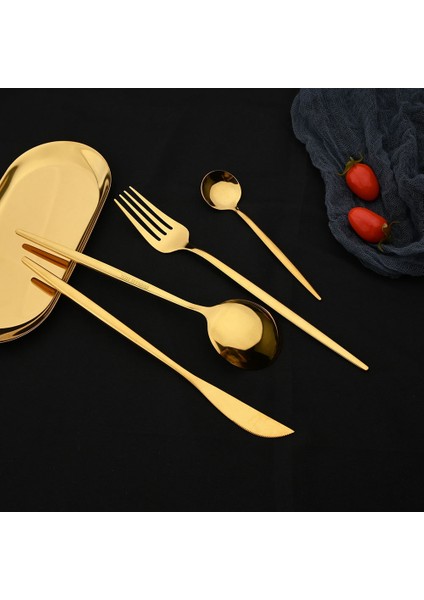 Siyah Altın 16 Adet Pembe Altın Yemek Takımı Sofra Seti Ayna Paslanmaz Çelik Çatal Mutfak Bıçağı Çatal Kaşık Restoran Düğün Sofra Takımı Seti (Yurt Dışından) indirimleri