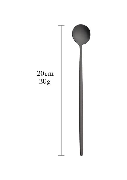 Uzun Kaşık Yemek Takımı Seti Mat Siyah Bıçak Çatal Tatlı Kaşığı Sofra Çatal Seti Paslanmaz Çelik Gümüş Sofra Takımı Mutfak Yemeği Seti (Yurt Dışından)