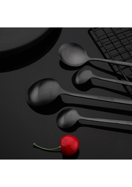 Uzun Kaşık Yemek Takımı Seti Mat Siyah Bıçak Çatal Tatlı Kaşığı Sofra Çatal Seti Paslanmaz Çelik Gümüş Sofra Takımı Mutfak Yemeği Seti (Yurt Dışından) fırsatları