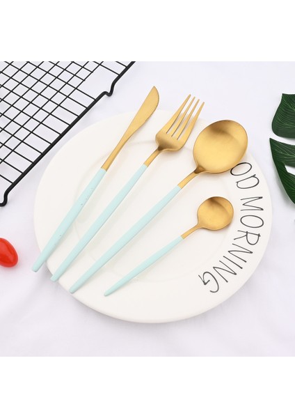 1 Adet Çay Kaşığı Mat Nane Yeşili Altın Yemek Takımı Seti Paslanmaz Çelik Sofra Seti Tatlı Bıçağı Çatal Kaşık Sofra Takımı Seti Gümüş Çatal Bıçak Kaşık Seti (Yurt Dışından) fiyatları