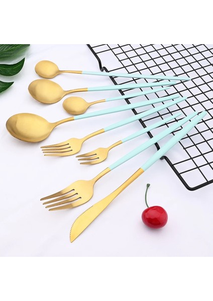 1 Adet Çay Kaşığı Mat Nane Yeşili Altın Yemek Takımı Seti Paslanmaz Çelik Sofra Seti Tatlı Bıçağı Çatal Kaşık Sofra Takımı Seti Gümüş Çatal Bıçak Kaşık Seti (Yurt Dışından) fırsatları
