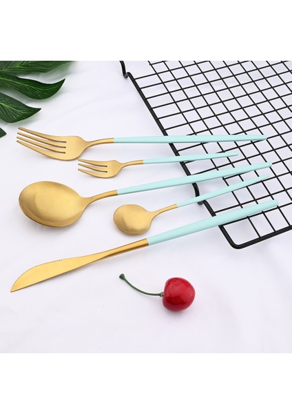 1 Adet Çay Kaşığı Mat Nane Yeşili Altın Yemek Takımı Seti Paslanmaz Çelik Sofra Seti Tatlı Bıçağı Çatal Kaşık Sofra Takımı Seti Gümüş Çatal Bıçak Kaşık Seti (Yurt Dışından) indirimleri