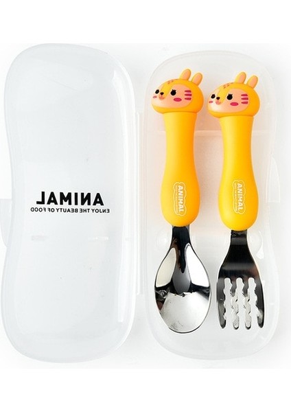 F 304 Paslanmaz Çelik Bebek Kaşığı Taşınabilir Sofra Yaratıcı Sevimli Karikatür Bebek Kaşığı (Yurt Dışından)