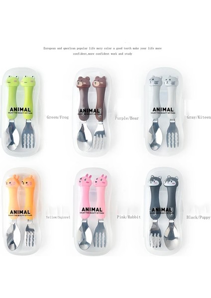 F 304 Paslanmaz Çelik Bebek Kaşığı Taşınabilir Sofra Yaratıcı Sevimli Karikatür Bebek Kaşığı (Yurt Dışından) fırsatları