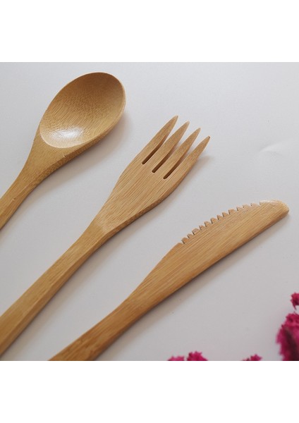 Set1 3 Adet/takım Ahşap Yemek Takımı Seti Bambu Çatal Bıçak Çorba Çay Kaşığı Catering Çatal Bıçak Kaşık Seti Bez Çanta ile Mutfak Pişirme Araçları Gereçler (Yurt Dışından)