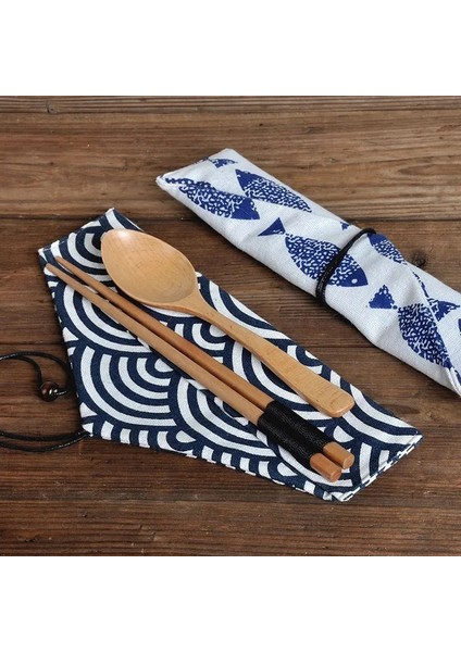 02 Taşınabilir Sofra Çantası Japon Baskı Yeniden Kullanılabilir Içecek Saman Chopstick Çatal Bıçak Takımı Kese Ipli Çanta Çatal Çanta Kaşık Çatal (Yurt Dışından) modelleri