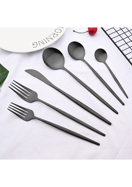 4 Adet Kırmızı Gümüş Mat Siyah Sofra Paslanmaz Çelik Çatal-Kaşık Çatal Bıçak Takımları Sofra Bıçağı Meyve Çatalı Buz Kaşığı Mutfak Aksesuarları Ev Için (Yurt Dışından) modelleri