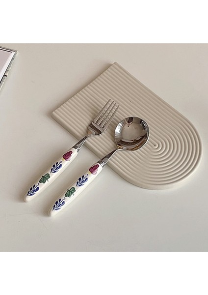 Tatlı Çatalı 16.5 Retro Çiçek Seramik Kolu Paslanmaz Çelik Bıçak Çatal Kaşık Yemek Takımı Tatlı Kaşığı Çatal Kahve Kaşığı Mutfak Sofra (Yurt Dışından) fırsatları