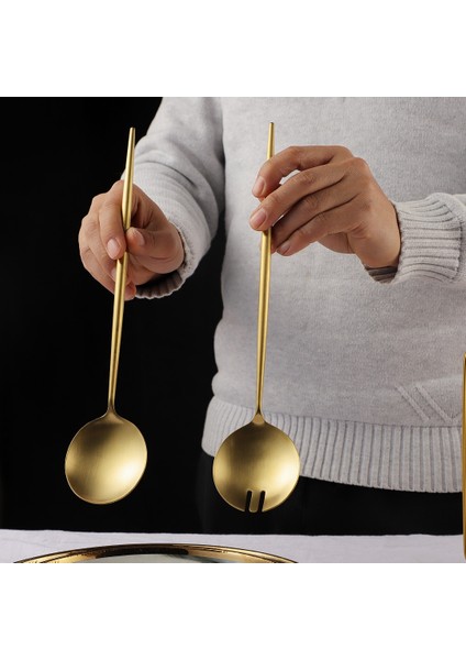 Siyah Gümüş Servis Salata Kaşığı Çatal 29.5cm 304 Paslanmaz Çelik Çatal Seti Sofra Uzun Saplı Pişirme Sunucu Çatalı ile Servis Kepçesi (Yurt Dışından) fiyatları