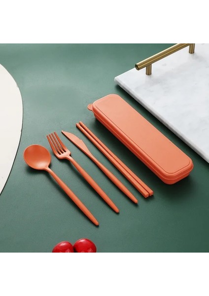 Orange 4 Adet/takım Çatal Bıçak Takımı Buğday Samanı Kaşık Çatal Çubuklarını Kutusu ile Öğrenciler Sofra Seyahat Taşınabilir Yemek Takımı Mutfak Aksesuarları (Yurt Dışından) fiyatları