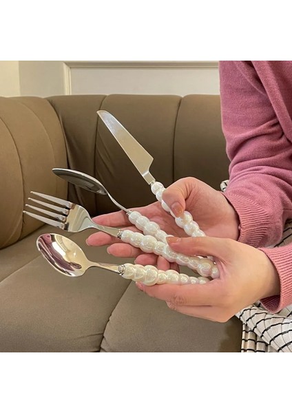 Balarısı Çatal Moda Inci Sofra 304 Paslanmaz Çelik Biftek Bıçağı Çatal Tatlı Kaşığı Sofra Bıçak Çatal Mutfak Eşyaları Çatal (Yurt Dışından) fiyatları
